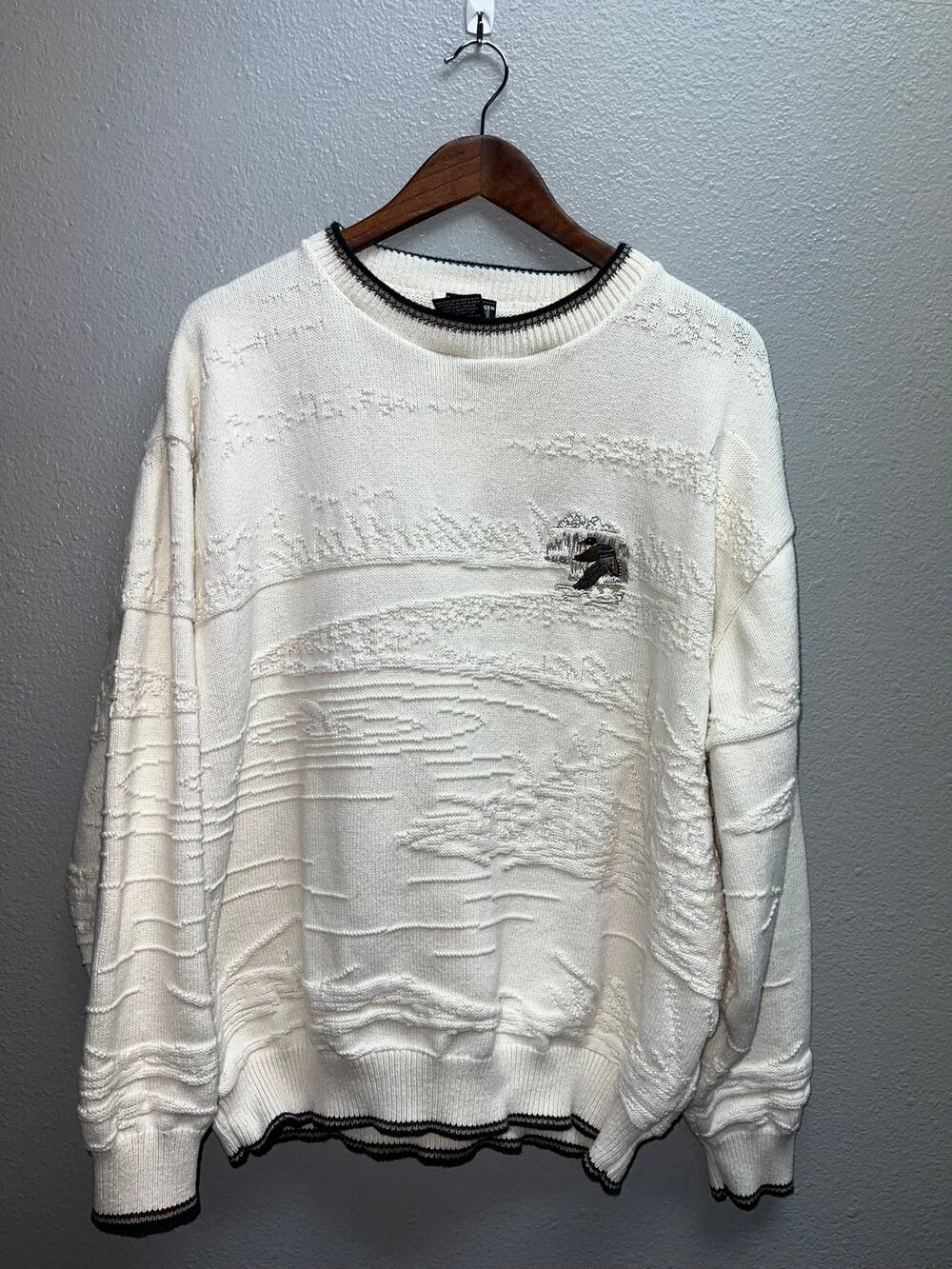 Vintage Duck Sweater Sweatshirt Embroidered Nature Lake Knightsbridge VTG XL
